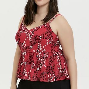 Torrid Size 3 Fuchsia Pink Leopard Chiffon Peplum